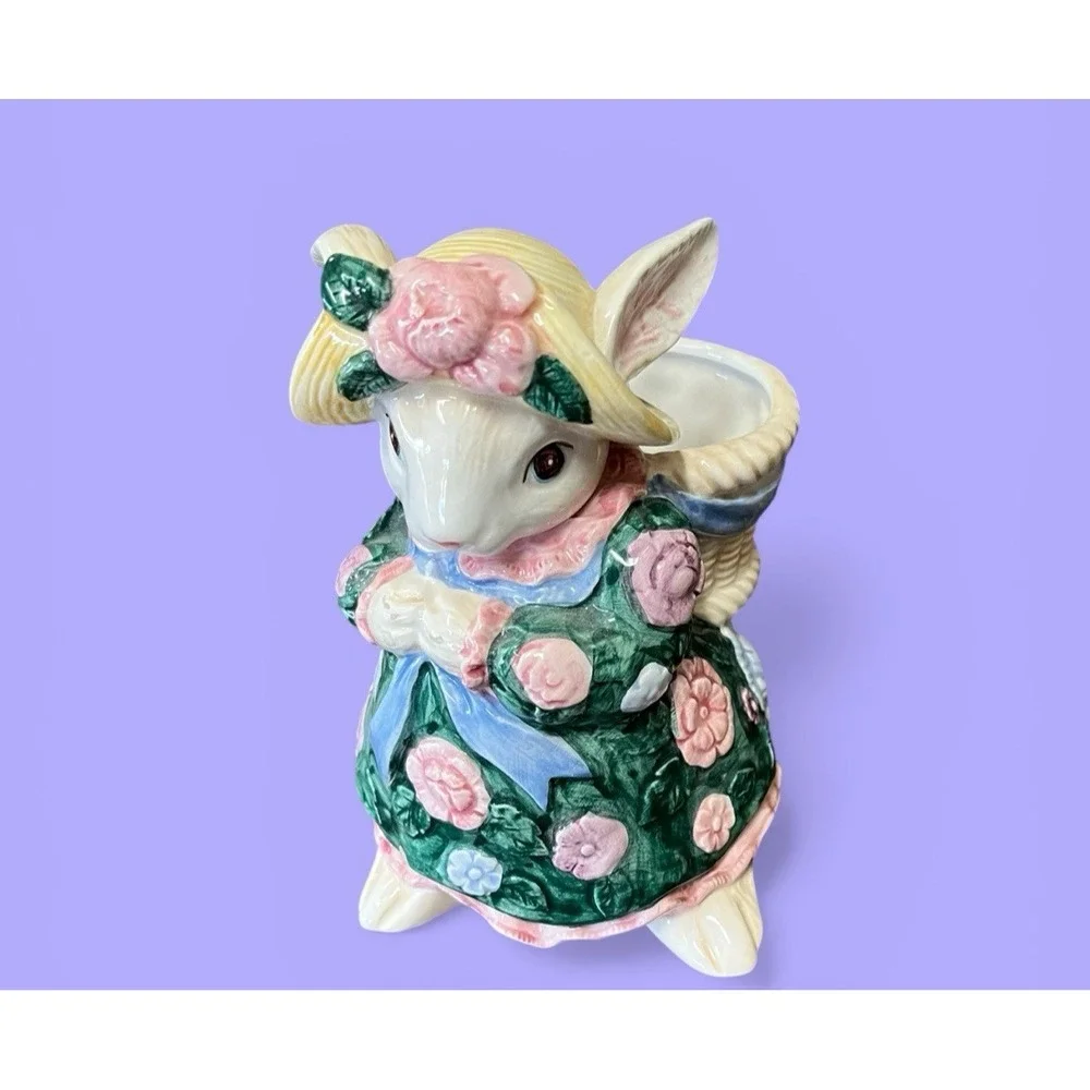 Fitz & Floyd Bloomer Bunny Rabbit Bud Vase Easter Spring Garden Cottagecore Pink